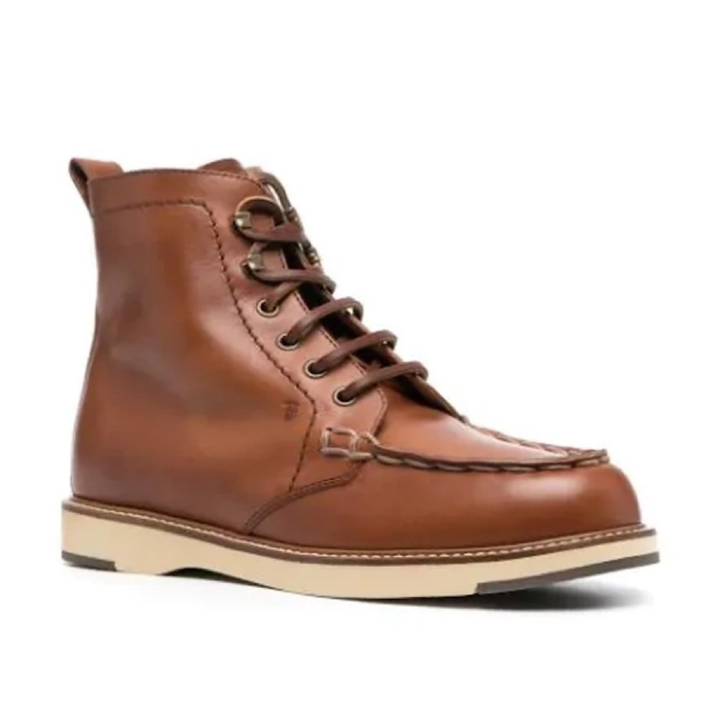 $895 Tod’s Barca Leather Lace-Up Booties-NIB